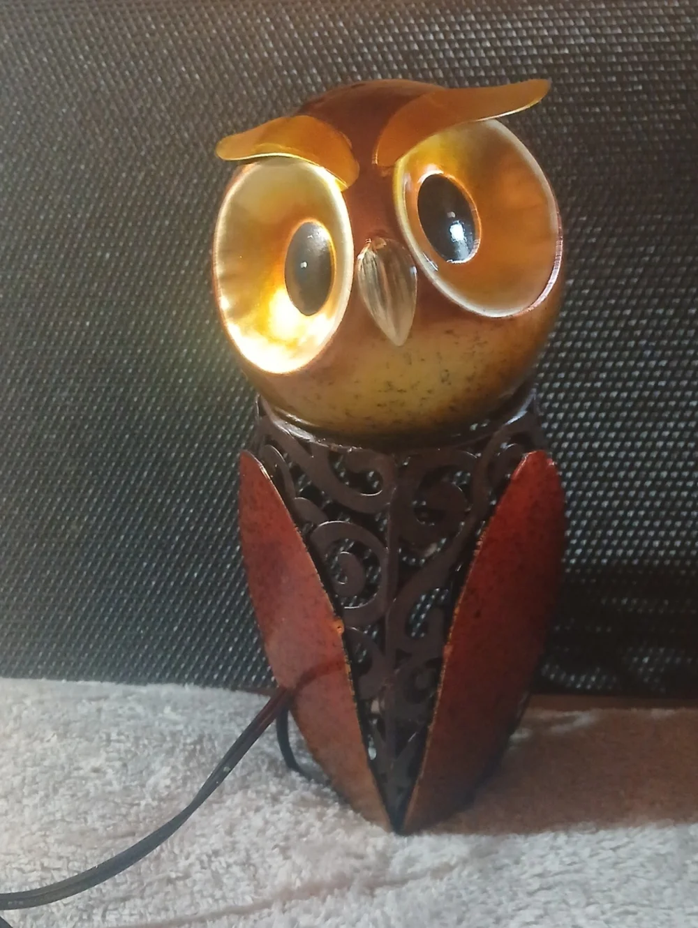 Decorative Metal Owl Table Lamp - Gold and Bronze